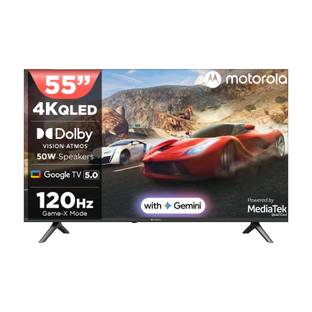 MOTOROLA 139.7 cm (55 inch) QLED Ultra HD (4K) Smart Google TV with 5.0 OS, 50 W speaker, 120Hz Game a...
