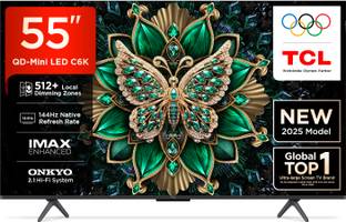 TCL C6K 139 cm (55 inch) Ultra HD (4K) Mini LED Smart Google TV 2025 Edition with 512+ Local Dimming Z...