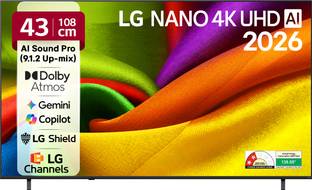 LG AI NANO NU87 108 cm (43 inch) Ultra HD (4K) LED Smart WebOS TV 2026 Edition with NANO Detail Enhanc...