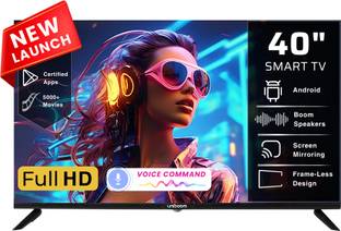 Uniboom Astra 102 cm (40 inch) Full HD LED Smart Android TV 2025 Edition with Voice Control App | 500+ Movies | 1000+ Certified Apps | Profile Mode| Aura Vision | Mobile Cast