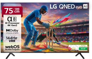 LG AI TV 190.5 cm (75 inch) Ultra HD (4K) QNED Smart WebOS TV with Alpha8 AI Processor 4K Gen2 Dynamic...