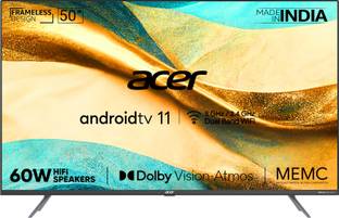 Acer 127 cm (50 inch) Ultra HD (4K) LED Smart Android TV with Android 11, Dolby Vision-Atmos, 60W HiFi...