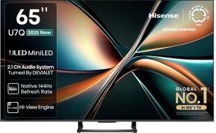Hisense 65U7Q 165 cm (65 inch) Ultra HD (4K) Mini LED Smart VIDAA TV 2025 Edition with 2.1CH Audio System Tuned by DEVALET, Native 144 Refresh Rate, Dolby Vision Atmos