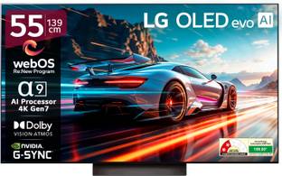 LG AI TV OLED evo C4 139 cm (55 inch) OLED Ultra HD (4K) Smart WebOS TV 2024 Edition with Alpha 9 AI Processor 4K Gen7 | AI Picture Pro | Dolby Vision | AI Sound Pro (Virtual 9.1.2ch Up-mix) | Dolby Atmos | 144Hz VRR | 40W Sound Output | Magic Remote| Nvidia G-Sync & AMD Freesync Certified