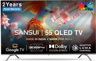 Sansui 140 cm (55 inch) QLED Ultra HD (4K) Smart Google TV IPS Display | Dolby Vision & Atmos | DTS Sound | Zen Panel | Filmmaker Mode