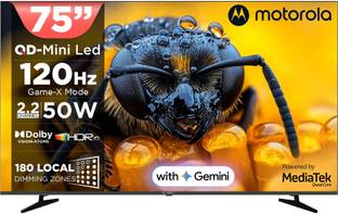 MOTOROLA 190 cm (75 inch) Ultra HD (4K) Mini LED Smart Google TV 2026 Edition with QD Mini LED, 180 Lo...