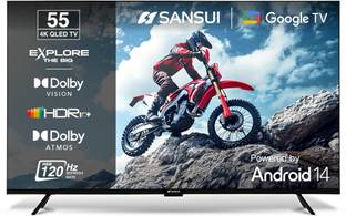 Sansui 140 cm (55 inch) QLED Ultra HD (4K) Smart Google TV with Dolby Vision| HDR10+| Dolby Atmos| HSR...