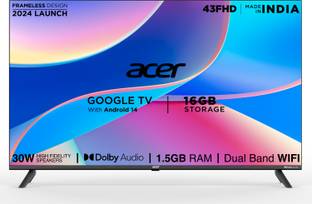 Acer I PRO Series 108 cm (43 inch) Full HD LED Smart Google TV with Android 14 (Black) | 16GB Storage | 30W Dolby Audio
