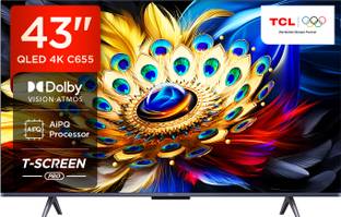 TCL C655 108 cm (43 inch) QLED Ultra HD (4K) Smart Google TV T-SCREEN |Dolby Vision-Atmos | Hands-Free Voice Control