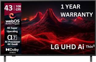 LG 108 cm (43 inch) Ultra HD (4K) LED Smart WebOS TV 2025 Edition with Alpha7tH Ultra AI Processor 4K ...
