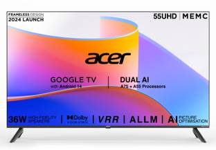Acer I PRO Series 138.7 cm (55 inch) Ultra HD (4K) LED Smart Google TV with Android 14 (Black) | MEMC | ALLM | VRR | AI Picture Optimisation | 36W Speakers | Dolby Vision-Atmos