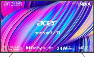 Acer XL Series 178 cm (70 inch) Ultra HD (4K) LED Smart Android TV with Android 11, 24W Dolby Audio, M...
