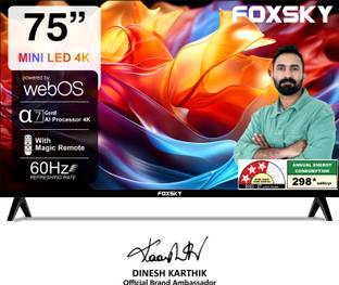 Foxsky 190.5 cm (75 inch) Ultra HD (4K) Mini LED Smart WebOS TV 2026 Edition with 2.1CH Audio System T...