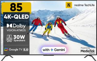 realme TechLife 215 cm (85 inch) QLED Ultra HD (4K) Smart Google TV 2026 Edition with 5.0 OS, Dolby Au...