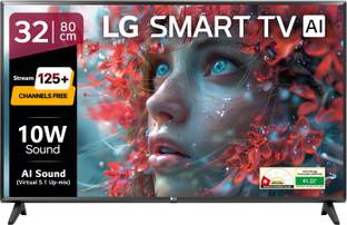 LG LR570 80 cm (32 inch) HD Ready LED Smart WebOS TV 2025 Edition with Alpha5 Gen 6 AI Processor 125+ Free LG Channels AI Brightness Control AI Sound (Virtual Surround 5.1 Up-mix) FTA Satellite Port Magic Remote Compatible 60Hz Refresh Rate Alexa Built In Works with Hey Google