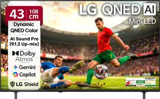 LG AI QNED65 108 cm (43 inch) Ultra HD (4K) Mini LED Smart WebOS TV 2026 Edition with Dynamic QNED Col...