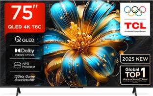 TCL T6C 189 cm (75 inch) QLED Ultra HD (4K) Smart Google TV 2025 Edition HDR 10+ | Dolby Vision- Atmos...
