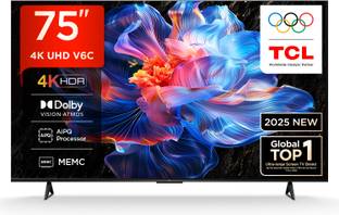 TCL V6C 189 cm (75 inch) Ultra HD (4K) LED Smart Google TV 2025 Edition with MEMC | Dolby Vision-Atmos...