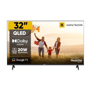 realme TechLife 80 cm (32 inch) QLED HD Ready Smart Google TV with 5.0 OS, Dolby Audio, and Downfiring...