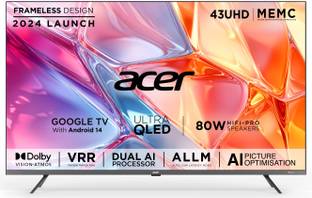 Acer Super Series 108 cm (43 inch) QLED Ultra HD (4K) Smart Google TV Android 14 (Black) | MEMC | ALLM | VRR | AI Picture Optimisation | 80W PRO Speakers | GIGA Bass | Dolby Vision-Atmos