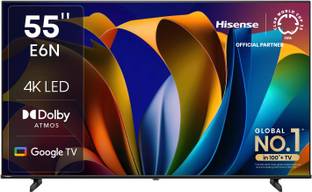 Hisense E6N 139 cm (55 inch) Ultra HD (4K) LED Smart Google TV with Atmos, Dts Virtual X and 4K AI Ups...