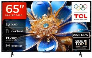 TCL 165 cm (65 inch) QLED Ultra HD (4K) Smart Google TV with TCL 65T69D 165.1 cm (65 inch) QLED Google...