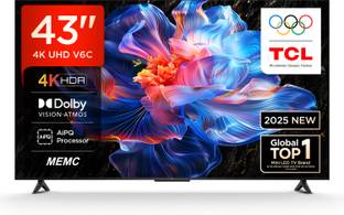 TCL 108 cm (43 inch) Ultra HD (4K) LED Smart Google TV with MEMC | Dolby Vision-Atmos | HVA Panel & Me...