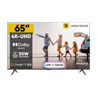 realme TechLife 165 cm (65 inch) Ultra HD (4K) LED Smart Google TV with 5.0 OS, Dolby Audio, and 30 W ...