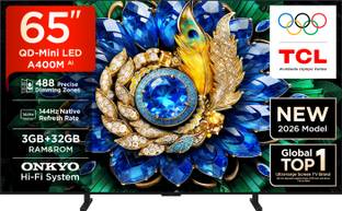 TCL A400M 163.83 cm (65 Inch) Ultra HD (4K) Mini LED Smart Google TV 2026 Edition with ONKYO Hi-Fi Sys...