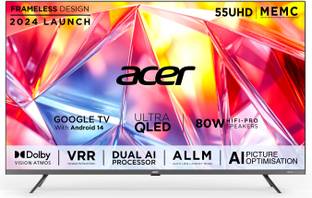 Acer Super Series 1.387 M (55 inch) QLED Ultra HD (4K) Smart Google TV Android 14 (Black) | MEMC | ALLM | VRR | AI Picture Optimisation | 80W PRO Speakers | GIGA Bass | Dolby Vision-Atmos