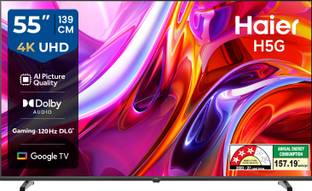 Haier H5G 139 cm (55 inch) Ultra HD (4K) LED Smart Google TV 2026 Edition with Voice Assistance Remote...