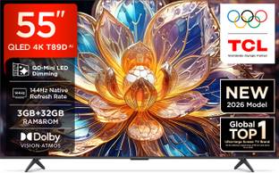 TCL QD-Mini LED Dimming T89D 138.71 cm (55 inch) QLED Ultra HD (4K) Smart Google TV 2026 Edition with ...