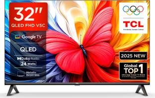 TCL V5C 80 cm (32 inch) QLED Full HD Smart Google TV 2025 Edition with 100% Color Volume Plus | 24W Dolby Audio | Google Assitant | Chromecast built-in | Slim Design