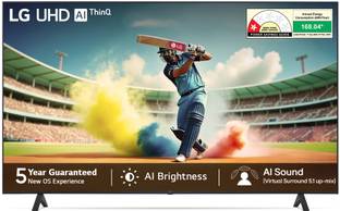 LG UR75 108 cm (43 inch) Ultra HD (4K) LED Smart WebOS TV 2025 Edition with Alpha5 AI Processor 4K Gen6 | 100+ Free Channels | AI Brightness | 4K Upscaling | 60 Hz Refresh Rate | Magic Remote Capability | 5-Year Guaranteed New OS Experience