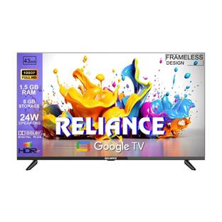 Reliance 109 cm (43 inch) Full HD LED Smart Google TV with Frameless Design & Voice Remote with 24 Wat...