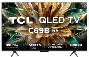 TCL 139 cm (55 inch) QLED Ultra HD (4K) Smart Google TV with Dolby Atmos 35W, ONKYO 2.1ch with Subwoof...