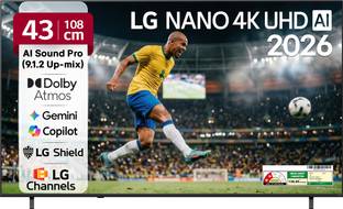 LG 108 cm (43 inch) Ultra HD (4K) LED Smart WebOS TV 2026 Edition with NANO Detail Enhancer, HDR10 Pro...