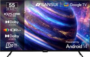 Sansui 140 cm (55 inch) QLED Ultra HD (4K) Smart Google TV with Dolby Vision| HDR10+| Dolby Atmos| HSR...