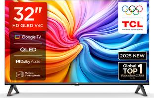 TCL V4C 80.04 cm (32 inch) QLED HD Ready Smart Google TV 2025 Edition with 100% Color Volume Plus | 16W Dolby Audio | Google Assitant | Chromecast built-in | Slim Design