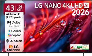 LG 108 cm (43 inch) Ultra HD (4K) LED Smart WebOS TV 2026 Edition with NANO Detail Enhancer, HDR10 Pro...