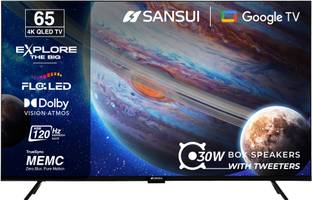 Sansui 165 cm (65 inch) QLED Ultra HD (4K) Smart Google TV with Dolby Vision| HDR10+| Dolby Atmos Soun...