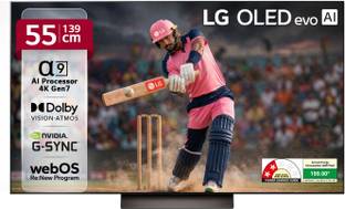 LG AI TV OLED evo C4 139 cm (55 inch) OLED Ultra HD (4K) Smart WebOS TV with Alpha 9 AI Processor 4K G...