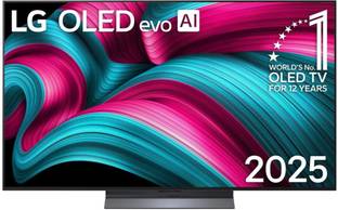 LG AI TV OLED evo C5 139 cm (55 inch) OLED Ultra HD (4K) Smart WebOS TV 2025 Edition with Alpha 9 AI Processor 4K Gen8 | AI Picture Pro | Dolby Vision |All-encompassing surround sound with virtual 11.1.2 channels | Dolby Atmos