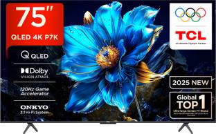 TCL P7K 189 cm (75 inch) QLED Ultra HD (4K) Smart Google TV 2025 Edition with Dolby Vision- Atmos 35W ...