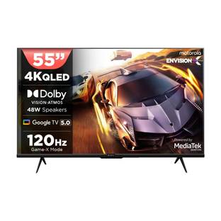 MOTOROLA 140 cm (55 inch) QLED Ultra HD (4K) Smart Google TV with 5.0 with 48 W speaker, 120Hz Game ac...