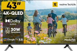 realme TechLife 108 cm (43 inch) QLED Ultra HD (4K) Smart Google TV 2026 Edition with 5.0 OS, Dolby Au...