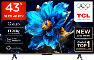 TCL P7K 108 cm (43 inch) QLED Ultra HD (4K) Smart Google TV 2025 Edition with Dolby Vision- Atmos 30W | Game Master| Slim & Uni body Design