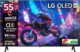 LG AI TV OLED B4 139 cm (55 inch) OLED Ultra HD (4K) Smart WebOS TV 2024 Edition with Alpha 8 AI Processor 4K | AI Picture Pro | Dolby Vision | AI Sound Pro (Virtual 9.1.2 Surround) | Dolby Atmos | 120Hz Refresh Rate | Magic Remote | Nvidia G-Sync & AMD Freesync Compatible | Chromecast Built-in