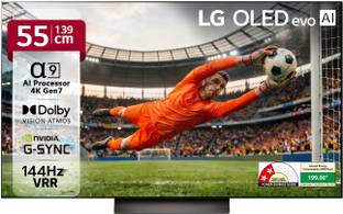 LG AI TV OLED evo C4 139 cm (55 inch) OLED Ultra HD (4K) Smart WebOS TV with Alpha 9 AI Processor 4K G...