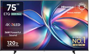 Hisense 75E7Q 189 cm (75 inch) QLED Ultra HD (4K) Smart VIDAA TV 2025 Edition with Dolby Vision Atmos, 120 High Refresh Rate, AI 4K Upscaler